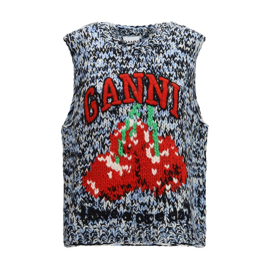 Ganni Multicolor Wool Oves Aries Sleeveles Sweater