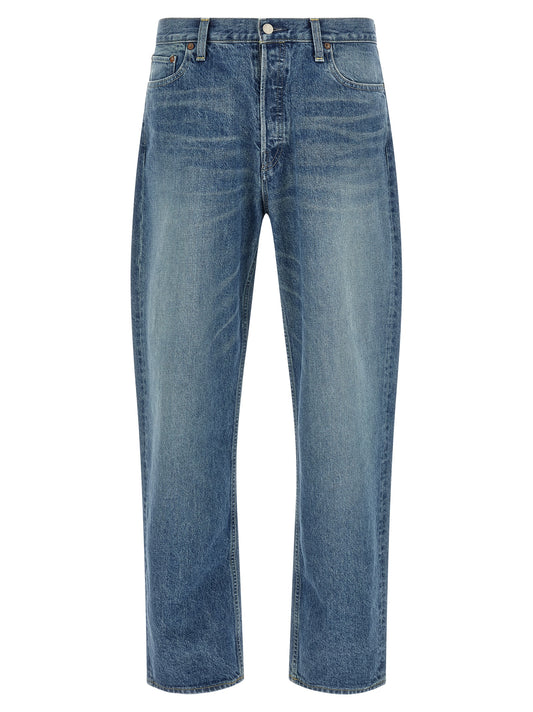 SSSTEIN Blue Cotton Tapered Jeans