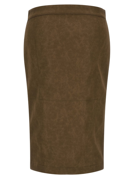 PINKO Brown Viscose Midi Skirt