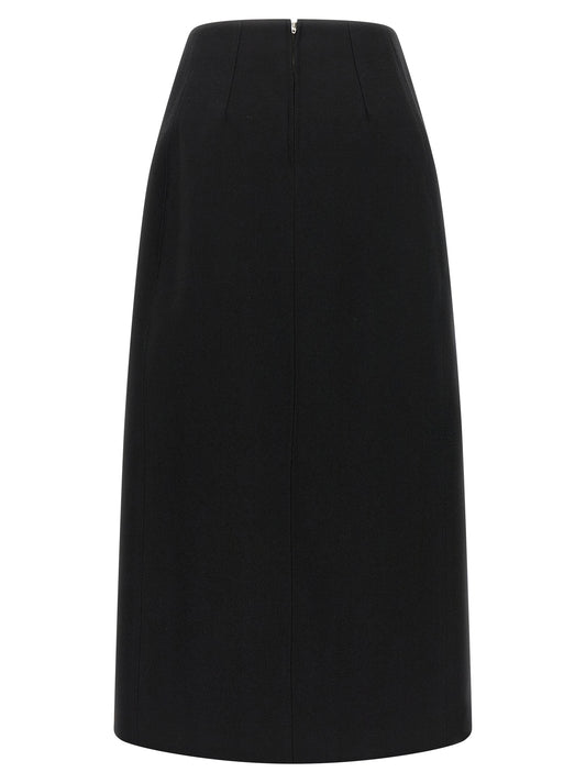 Jil Sander Black Virgin Wool Midi Skirt