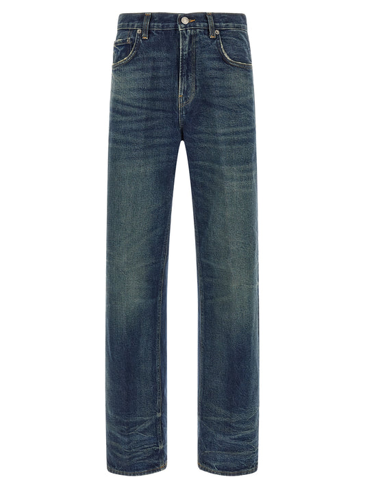 Haikure Blue Cotton Relaxed Fit Jeans