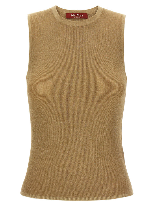 Max Mara Gold Polyamide Sleeveles T-Shirt