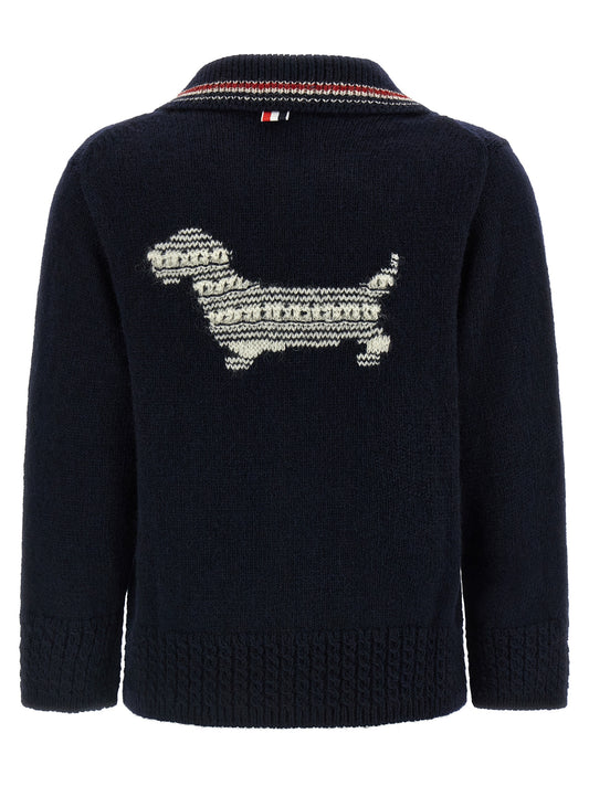 Thom Browne Blue Wool Cardigan