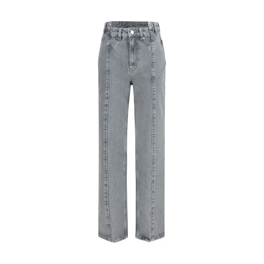 Ganni Gray Cotton Straight-Leg Jeans