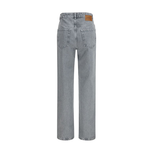 Ganni Gray Cotton Straight-Leg Jeans
