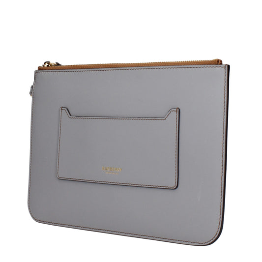 Burberry Gray Leather Clutch Bag