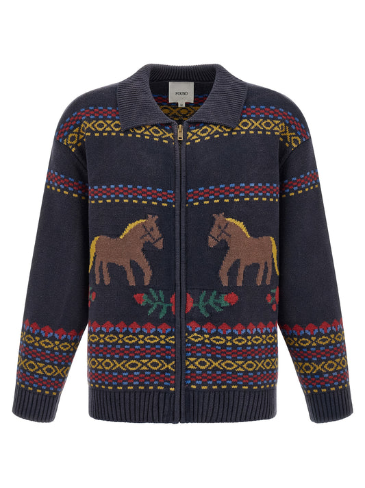 FOUND Blue Cotton Cardigan