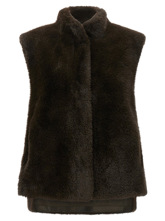 LOU ANDREA Brown Polyamide Sleeveless Jacket