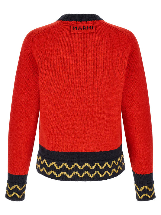 Marni Red Wool Cardigan