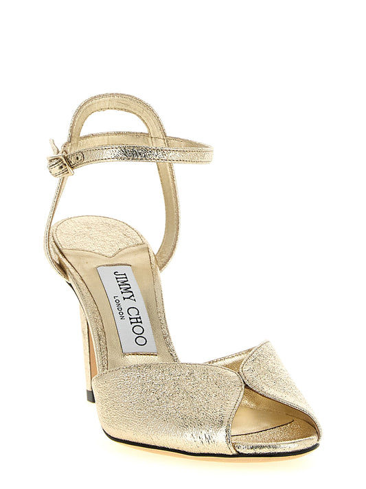 Jimmy Choo Gold Goatskin Stiletto Heel Sandals