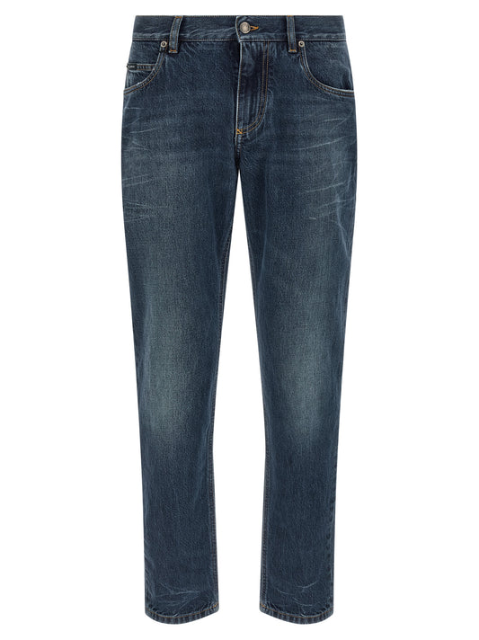 Dolce & Gabbana Blue Cotton Straight-Leg Jeans