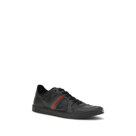 Gucci Black Calf Leather Bos Taurus Low Top Sneakers