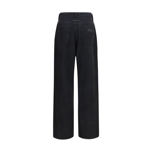 MM6 Black Cotton Relaxed Fit Jeans