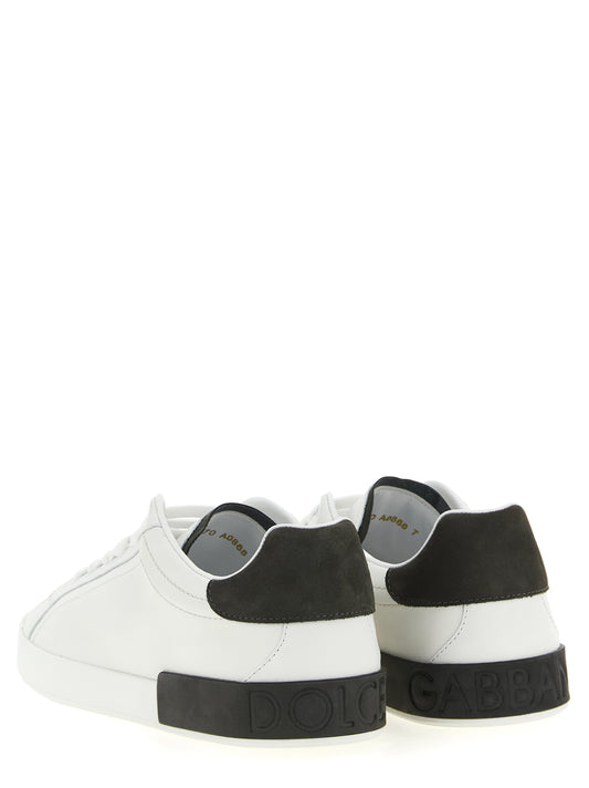 Dolce & Gabbana White Calfskin Low Top Sneakers