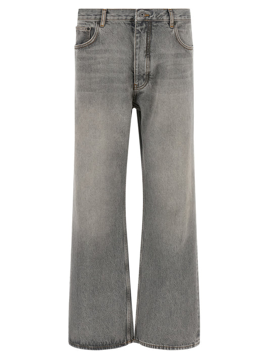 Off-White Gray Cotton Relaxed Fit Jeans