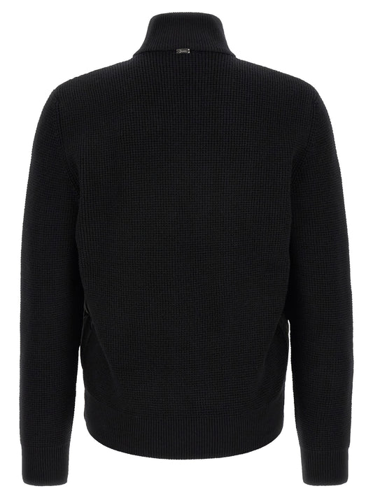 Herno Black Wool Full-Length Jacket