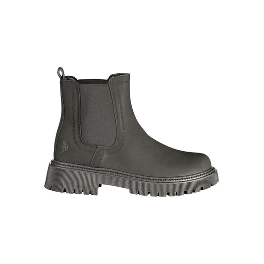 U.S. POLO ASSN. Black Polyurethane Women's Ankle Boots