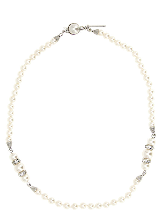 Alessandra Rich White Glass Necklace