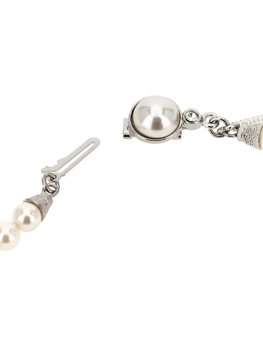 Alessandra Rich White Glass Necklace