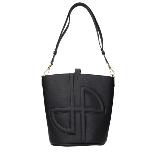 Patou Black Leather Crossbody Bag