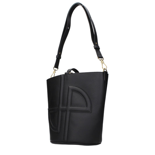 Patou Black Leather Crossbody Bag