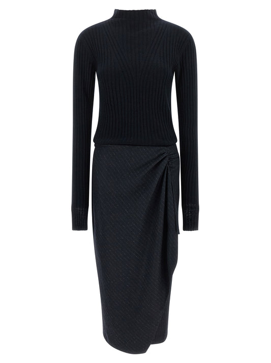 PINKO Blue Polyester Midi Dress
