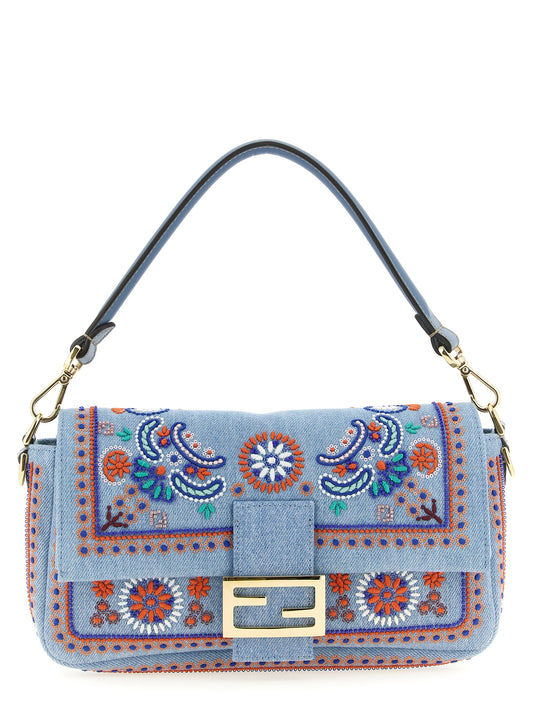 Fendi Blue Cotton Shoulder Bag