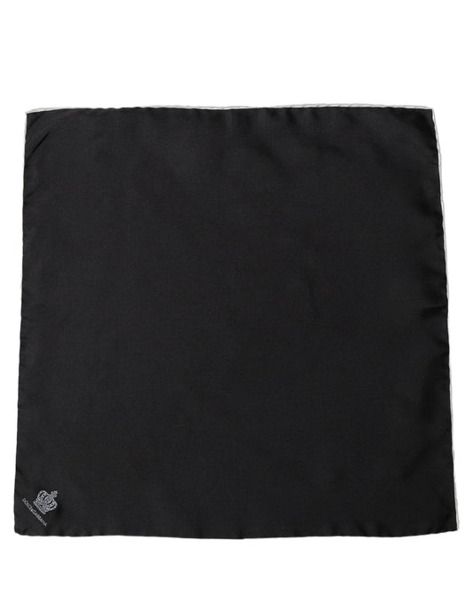 Dolce & Gabbana Men Black Silk Pocket Square Foulard Scarf