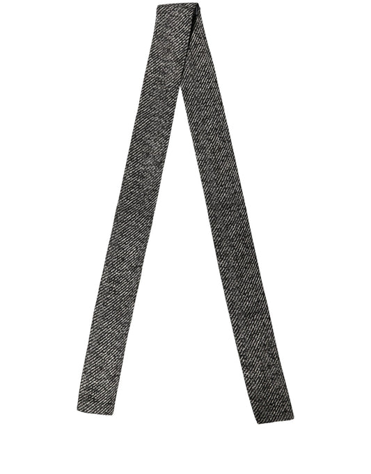 Dolce & Gabbana Black White Herringbone Tweed Shawl Scarf