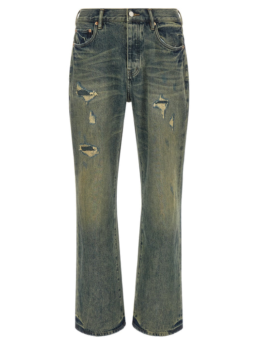 PURPLE Blue Cotton Bootcut Jeans