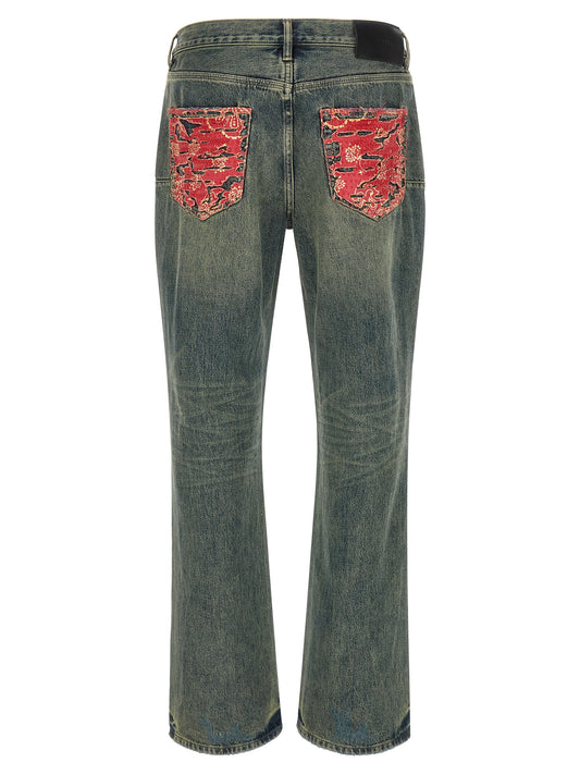 PURPLE Blue Cotton Bootcut Jeans