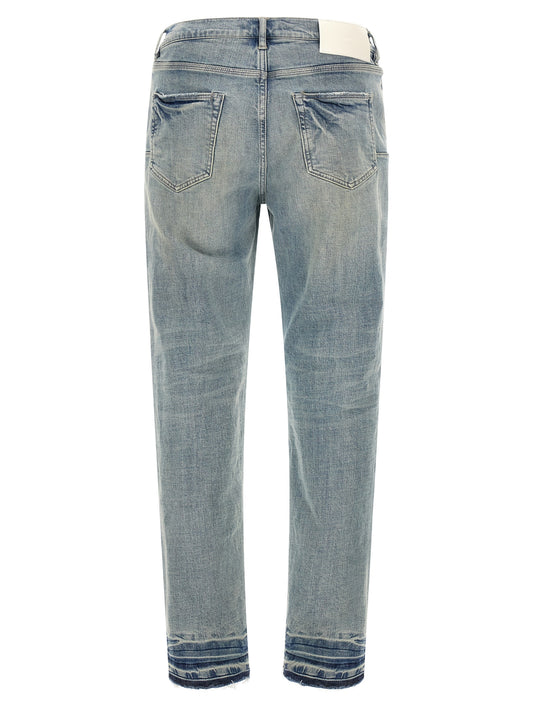 PURPLE Blue Cotton Tapered Jeans