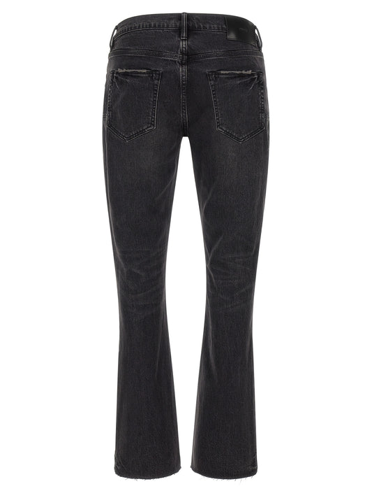 PURPLE Black Cotton Flared Jeans