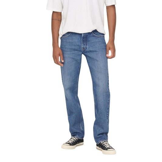Only & Sons Blue Cotton Relaxed Fit Jeans