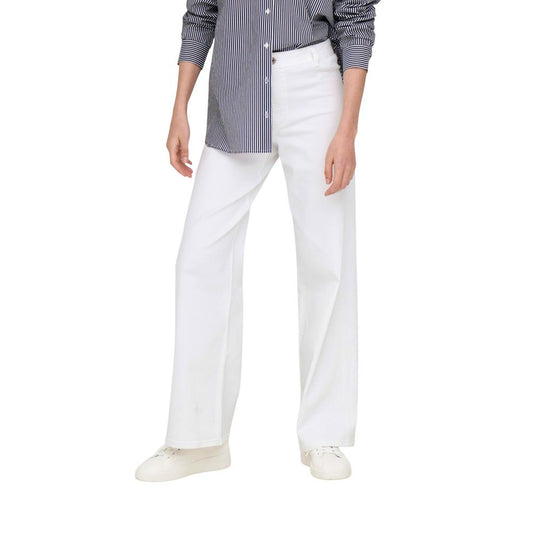 Jacqueline De Yong White Cotton Flared Pants