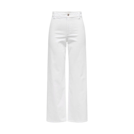 Jacqueline De Yong White Cotton Flared Pants