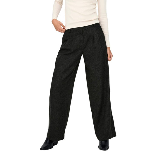 Jacqueline De Yong Black Polyester Flared Pants