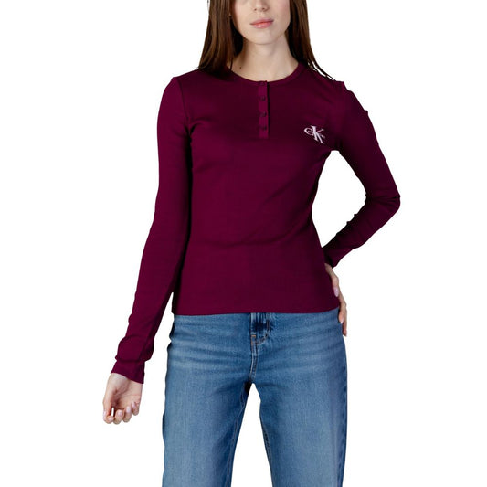 Calvin Klein Jeans Bordeaux Cotton Long Sleeve T-Shirt