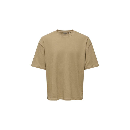 Only & Sons Brown Cotton T-Shirt