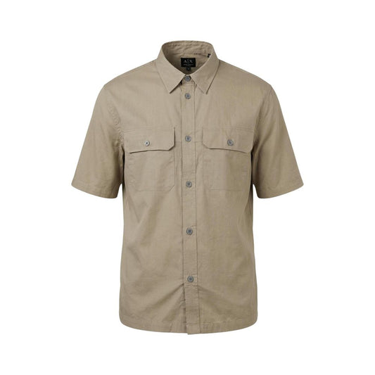 Armani Exchange Beige Cotton Shortsleeve Shirt