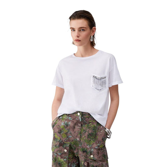 Liu Jo Cream Cotton T-Shirt