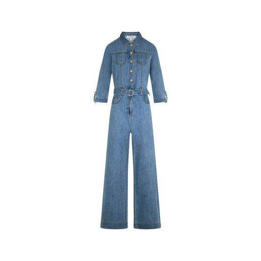 Morgan De Toi Light Blue Cotton Jumpsuit