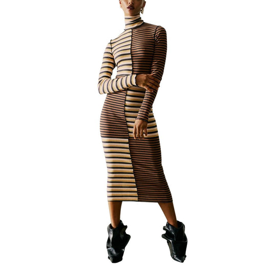 Desigual Brown Cotton Long Dress