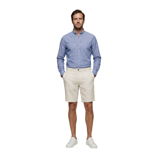 Borghese White Linen Bermuda Shorts