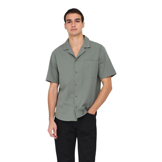 Only & Sons Green Cotton Shortsleeve Shirt