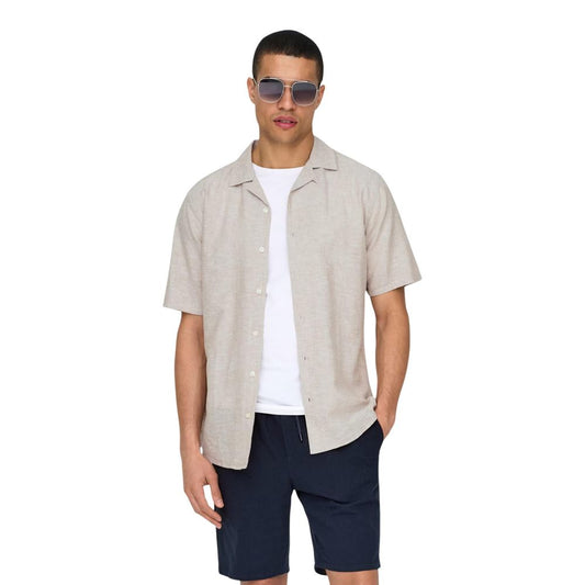 Only & Sons Beige Linen Shortsleeve Shirt