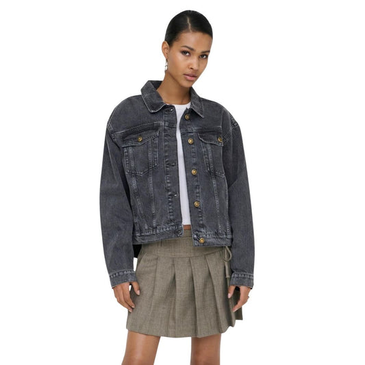 Only Black Cotton Denim Jacket