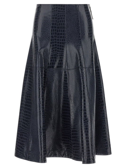 PINKO Blue Viscose Midi Skirt