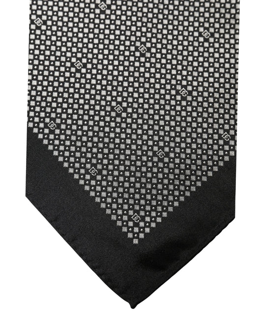 Dolce & Gabbana Black White Patterned Pocket Square Scarf