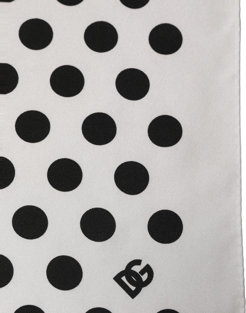 Dolce & Gabbana White Black Polka Dot Square Foulard Scarf